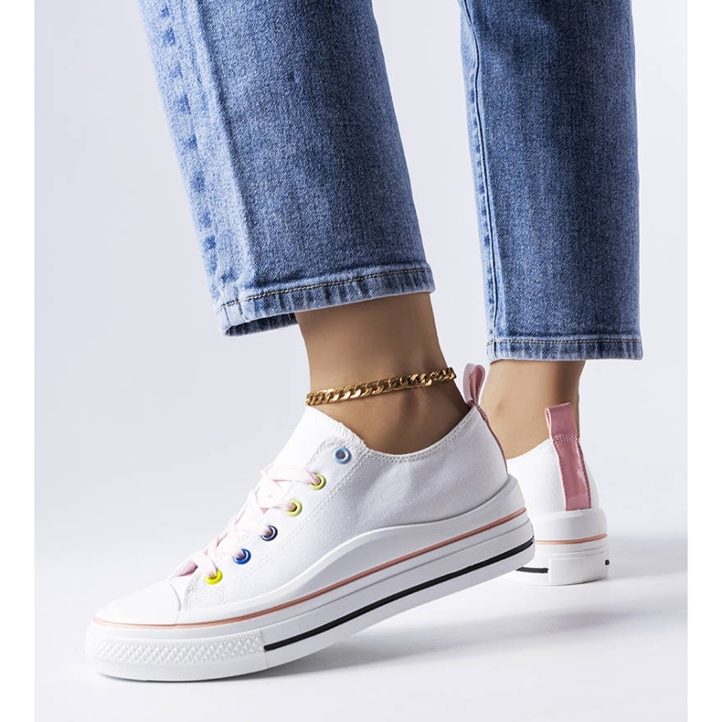 Sneakers con plateau bianche e rosa di Bois bianca 1