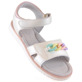 Evento Sandalo bambina velcro con catena beige Miss 1