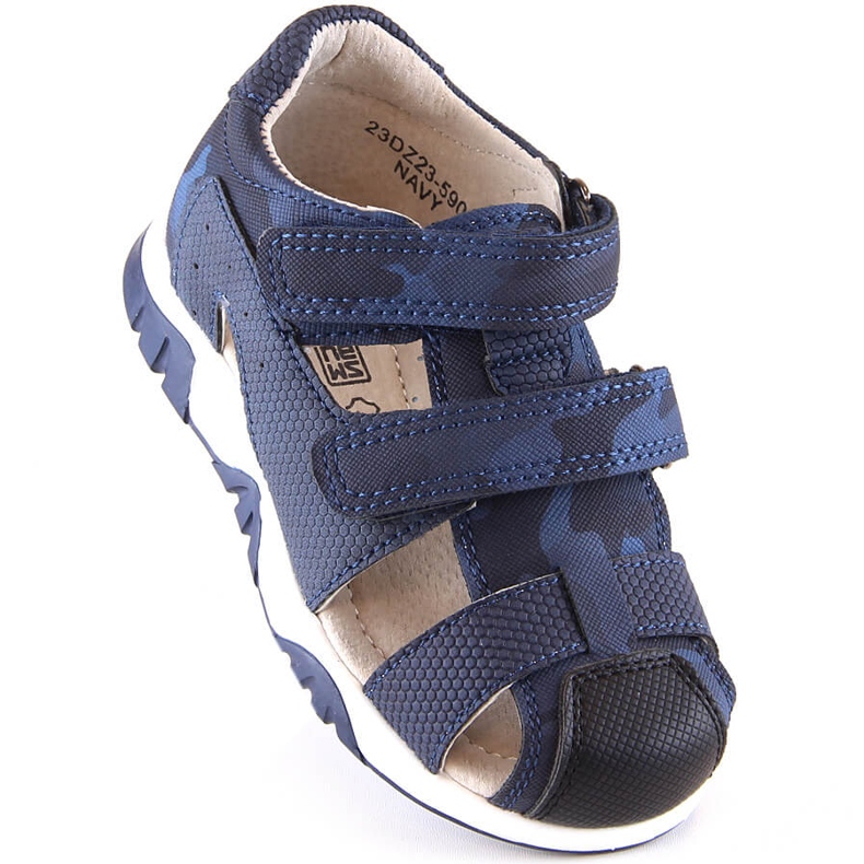 News Novità 5909 sandali estivi bambino con velcro, colore blu navy camo 1