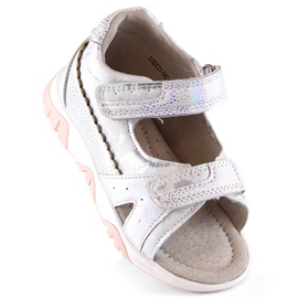 Evento Sandalo bambina con velcro bianco argento Miss d'argento 1