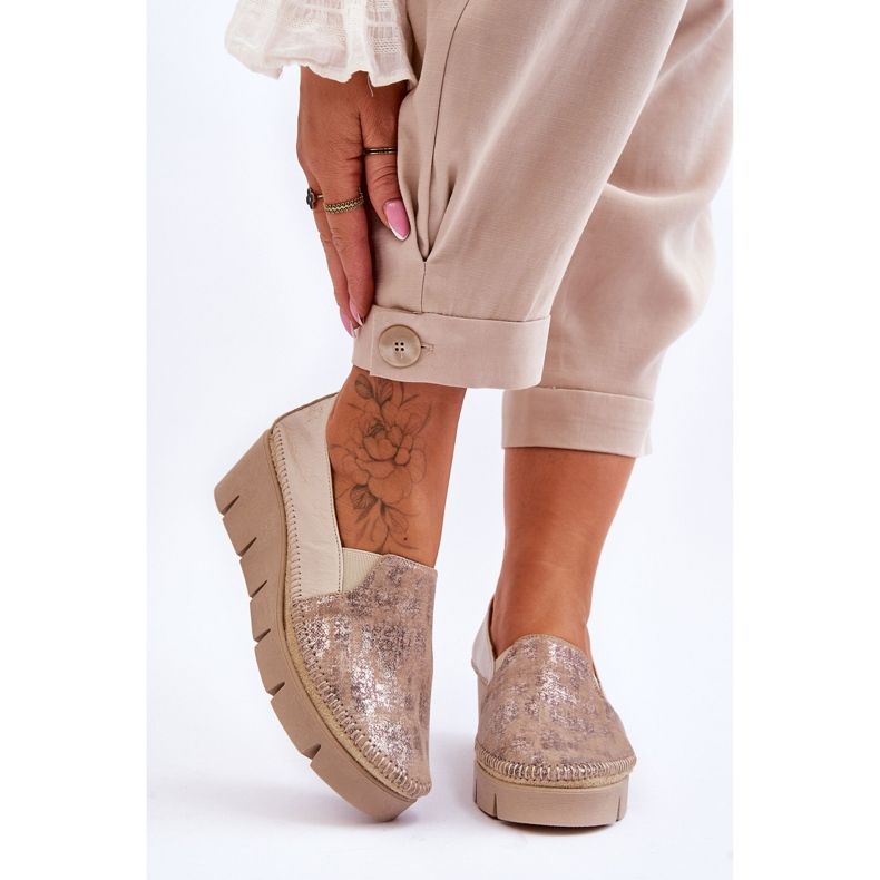 Sneakers con Zeppa in Pelle Maciejka 5814A-10 Beige 1