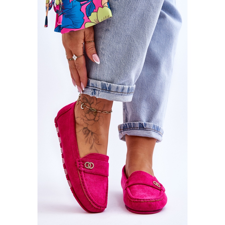 Mocassini Slip-On in camoscio fucsia Castelo rosa 1