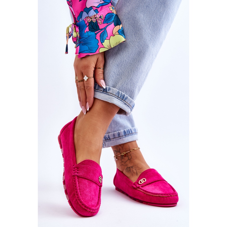 Mocassini Slip-On in camoscio fucsia Castelo rosa 2