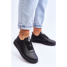 Sneakers stringate traforate da donna nere Carinel bianca 2