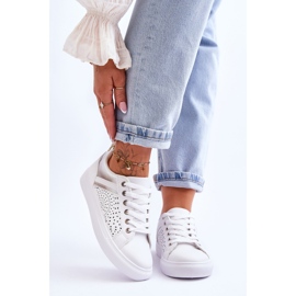 Scarpe sportive classiche con motivo traforato bianco e argento Happier 1