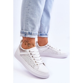 Scarpe sportive classiche con motivo traforato bianco e argento Happier 2