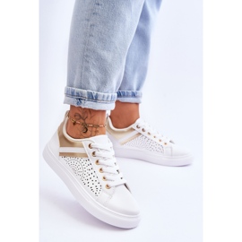 Scarpe sportive classiche con motivo traforato bianco e oro Happier bianca 2