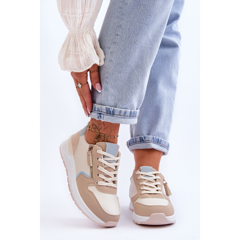 PG1 Scarpe Sportive Da Donna Con Cerniera Beige Larisa 1