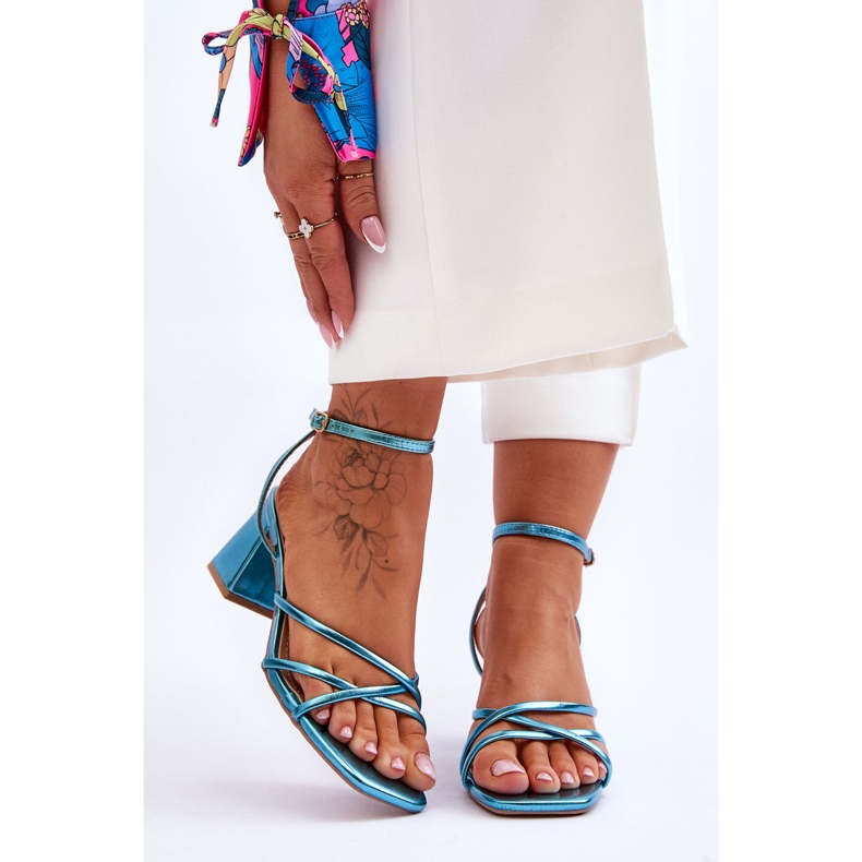 Sandali Felisa blu alla moda con tacco alto 1