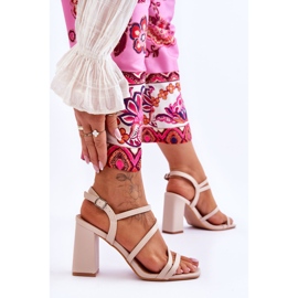 Florentina Sandali con Tacco in Pelle Beige 2