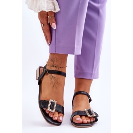 Sandali piatti con tacco oro nero Mindley 1