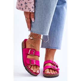 FB2 Sandali Donna Su Plateau In Sughero Con Righe Fucsia Doretta rosa 1