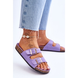 FB2 Sandali Donna Con Plateau In Sughero Con Righe Viola Doretta 2