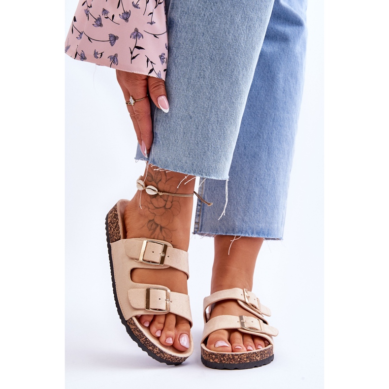 FB2 Sandali Donna Con Plateau In Sughero Con Righe Beige Doretta 1