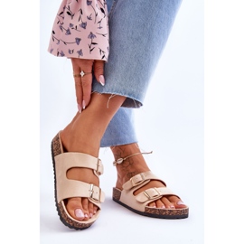 FB2 Sandali Donna Con Plateau In Sughero Con Righe Beige Doretta 2
