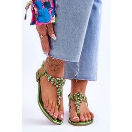 Sandali Donna Con Pietre Verde Lenis 1