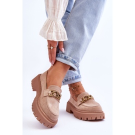 Mocassini con plateau in pelle scamosciata da donna Beige Larey 2