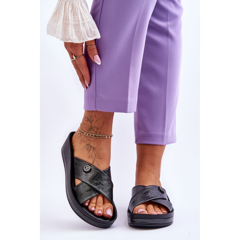 Vinceza Pantofole Platform Donna Con Decoro Nero Brooklyn 1
