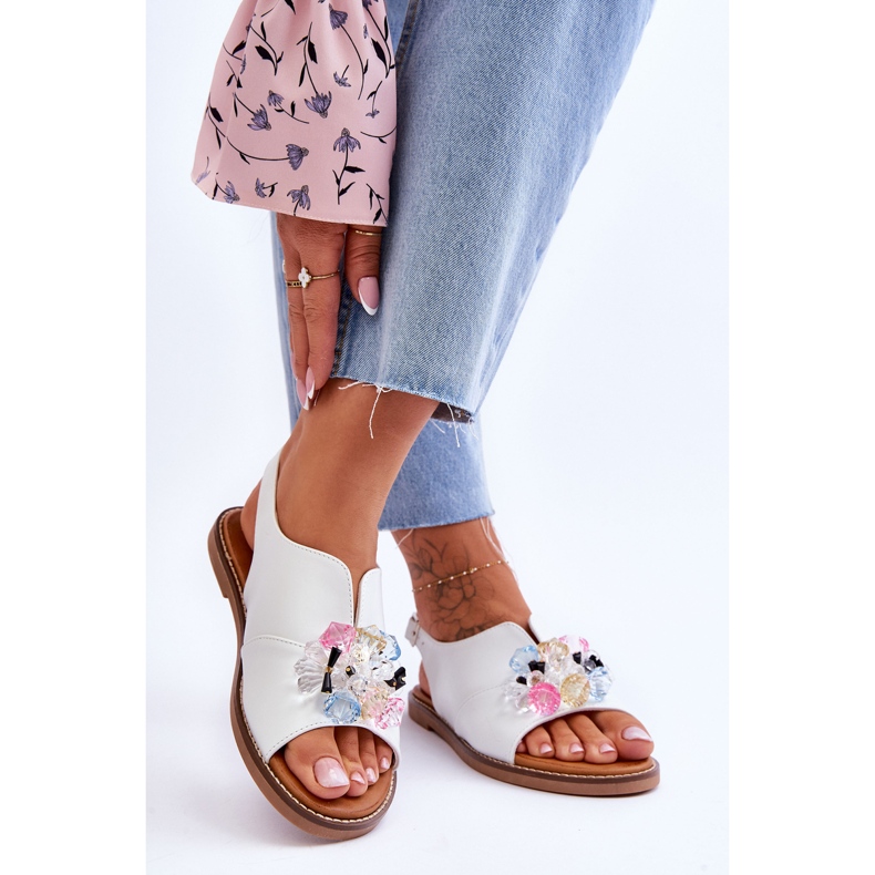 Vinceza Sandali Donna In Pelle Con Pietre Bianco Mersea nero 2