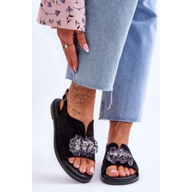 Vinceza Sandali da donna in camoscio con pietre Mersea nere nero 1