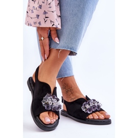 Vinceza Sandali da donna in camoscio con pietre Mersea nere nero 2