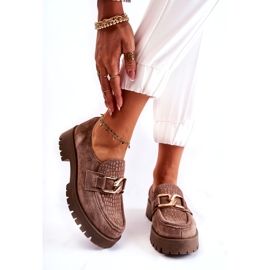 Lemar Scarpe marrone chiaro in pelle scamosciata femminile con un ornamento 3