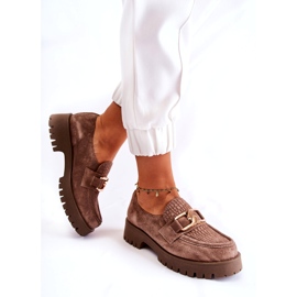 Lemar Scarpe marrone chiaro in pelle scamosciata femminile con un ornamento 2