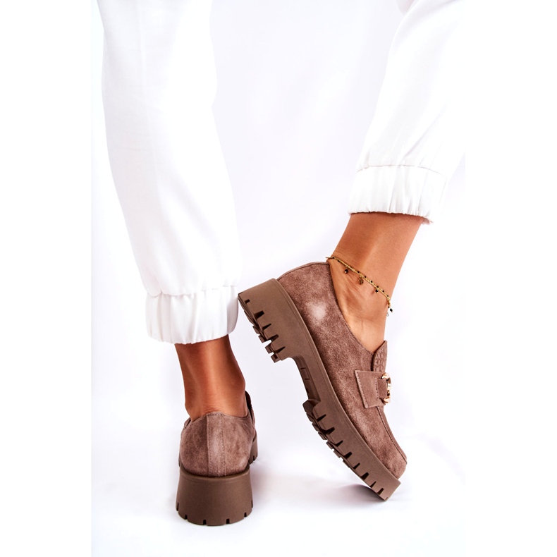 Lemar Scarpe marrone chiaro in pelle scamosciata femminile con un ornamento 4