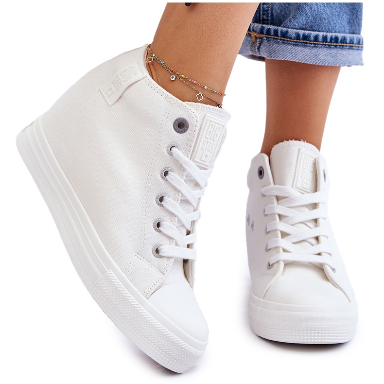 Sneakers alte con zeppa nascosta Big Star LL274035 Bianche bianco 6