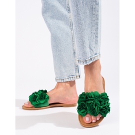 Pantofole da donna verdi con fiori Shelovet verde 2