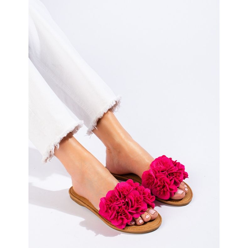Pantofole da donna rosa con fiori Shelovet 1