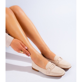 Mocassini da donna beige Shelovet in camoscio 1