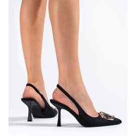 Décolleté con tacco aperto in camoscio nero di Shelovet 1