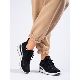 Sneakers con zeppa Shelovet in tessuto nero 1