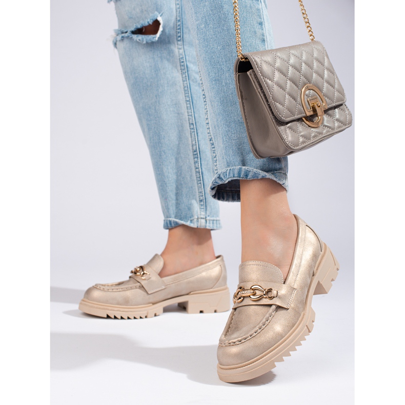 Brogue dorate con decorazioni Shelovet d'oro 1