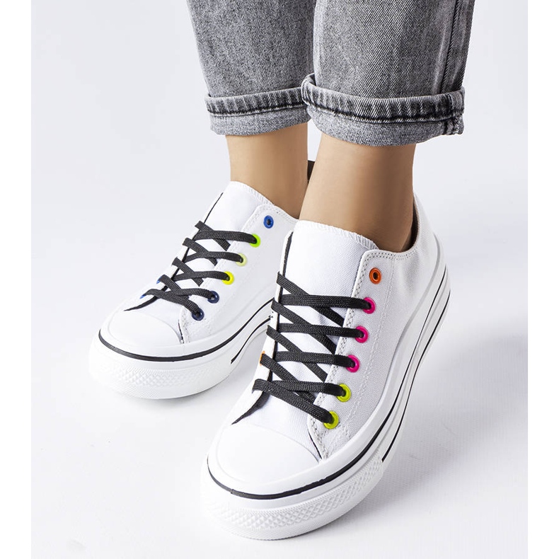 Sneakers bianche con plateau di Bois bianca 1