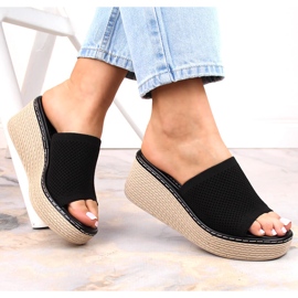 Pantofole con zeppa nere da donna T.Sokolski MU100 nero 1