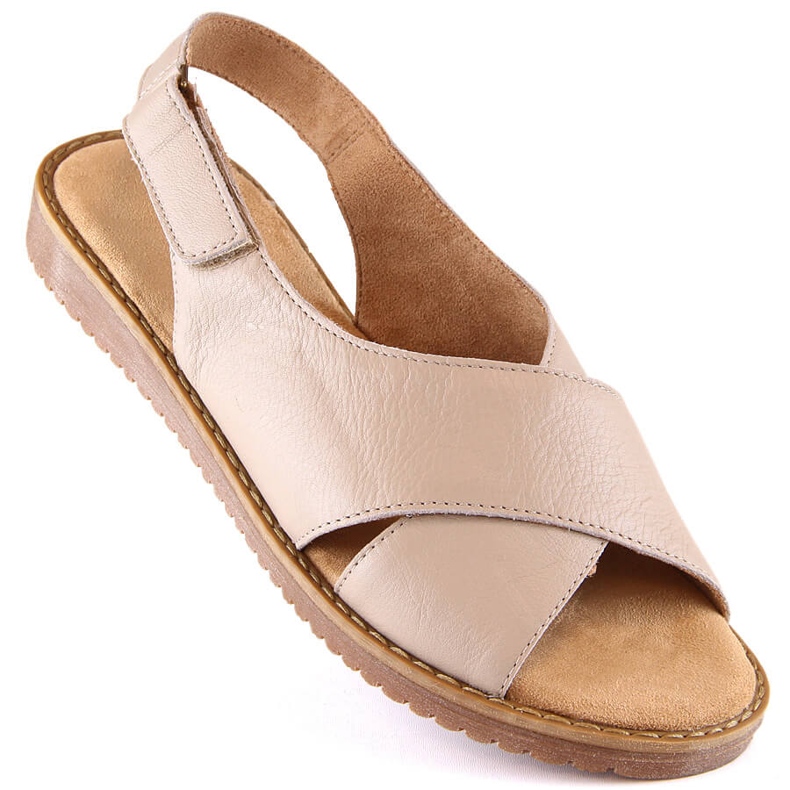 T.Sokolski Muya 422213 sandalo in pelle beige con velcro 1