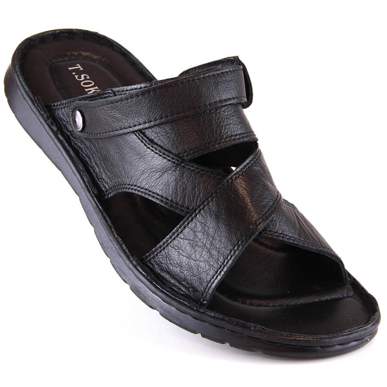 Sandali infradito da uomo in pelle nera T.Sokolski LM20-02 nero 2