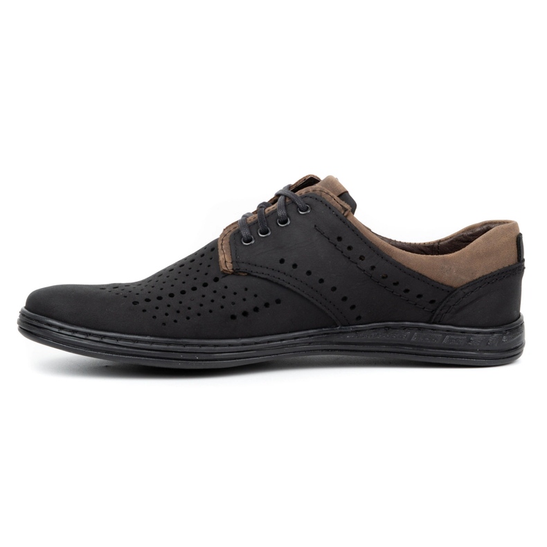 Polbut Scarpe in pelle da uomo 402 estive nere con marrone nero 1