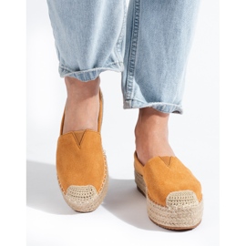 Espadrillas da donna in camoscio sulla piattaforma cammello Shelovet marrone 2