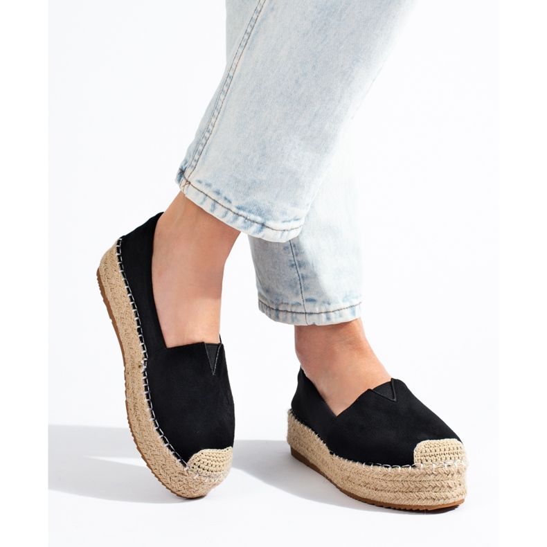 Espadrillas da donna in camoscio con plateau Shelovet nere nero 2