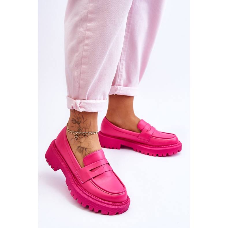Mocassini con plateau slip-on in pelle rosa Riverside 2