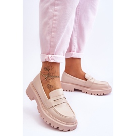 Mocassini Slip-On con plateau in pelle beige Riverside 2