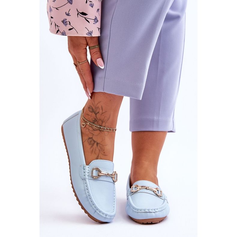 Mocassini Classici in Pelle Azzurro Verona blu 1