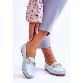 Mocassini Classici in Pelle Azzurro Verona blu 2