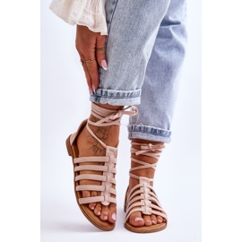 FC3 Sandali Romani Da Donna In Camoscio Beige Sempre 1