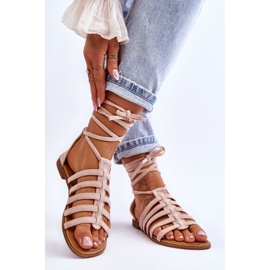 FC3 Sandali Romani Da Donna In Camoscio Beige Sempre 2