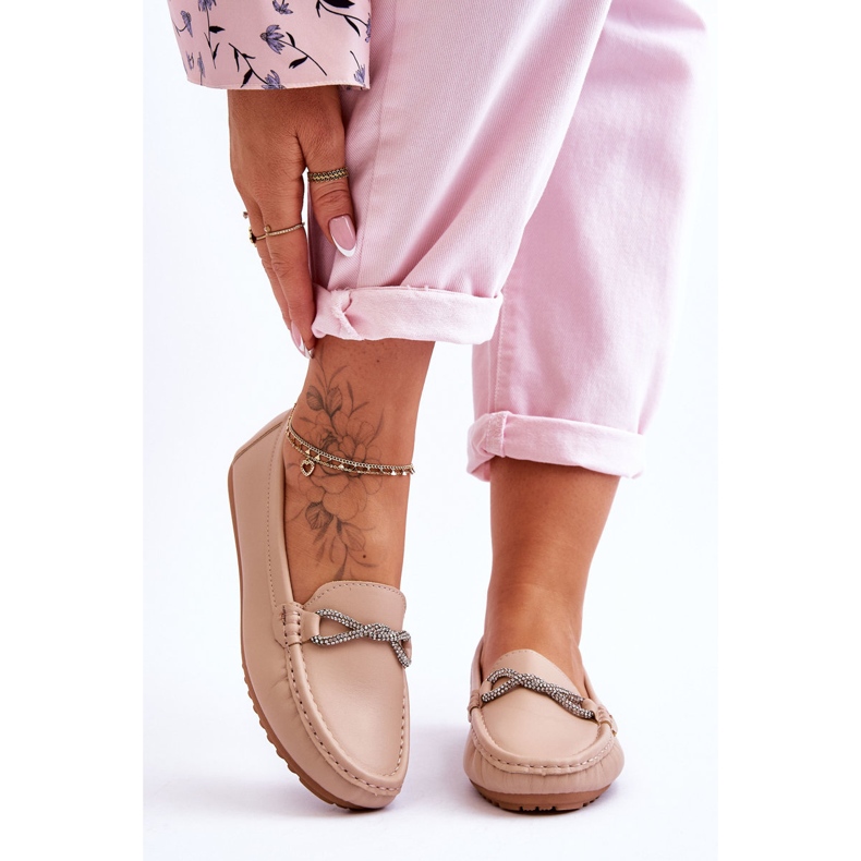 Mocassini Slip-on Donna Con Decorazione Glitter Beige This Moment 1