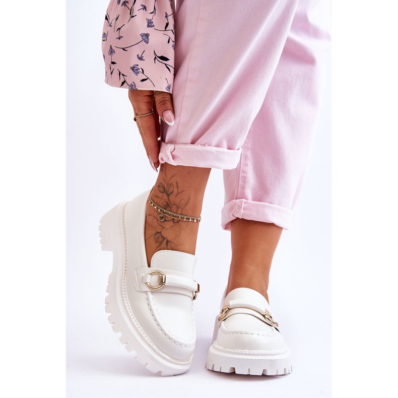 FG1 Mocassini da donna su una massiccia piattaforma Calypso bianco bianca 1